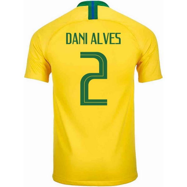 Camiseta Brasil 1ª Dani Alves 2018 Amarillo